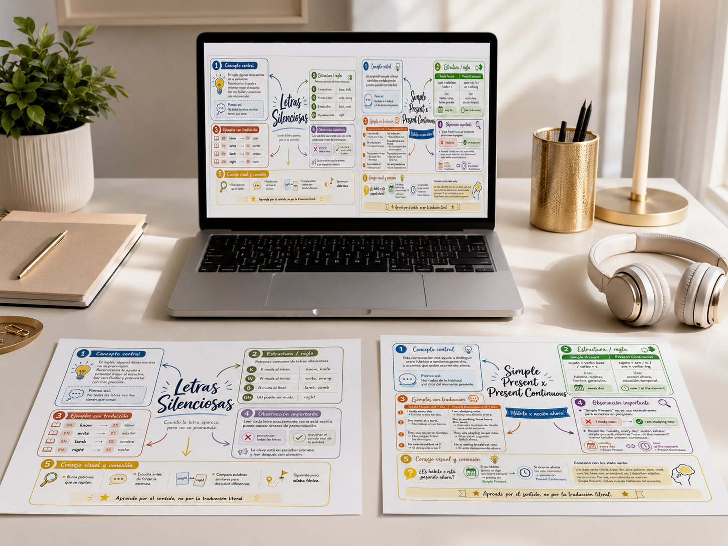 Mapas mentales visuales del curso Desbloquea tu Inglés